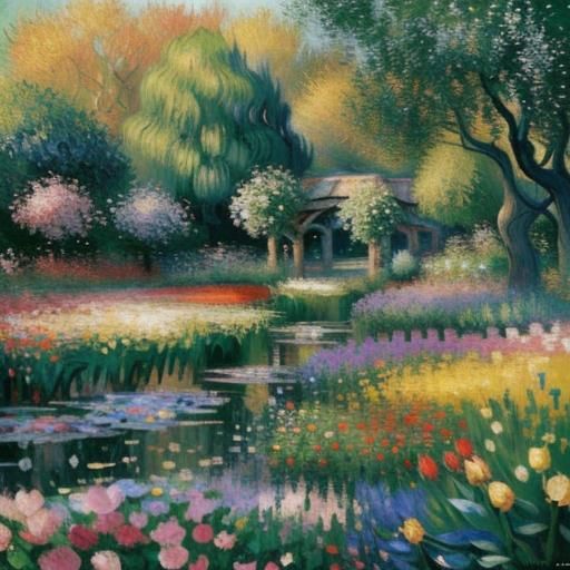 Romantic Impressionism: Woman Playing Violin in Dreamy Fores...