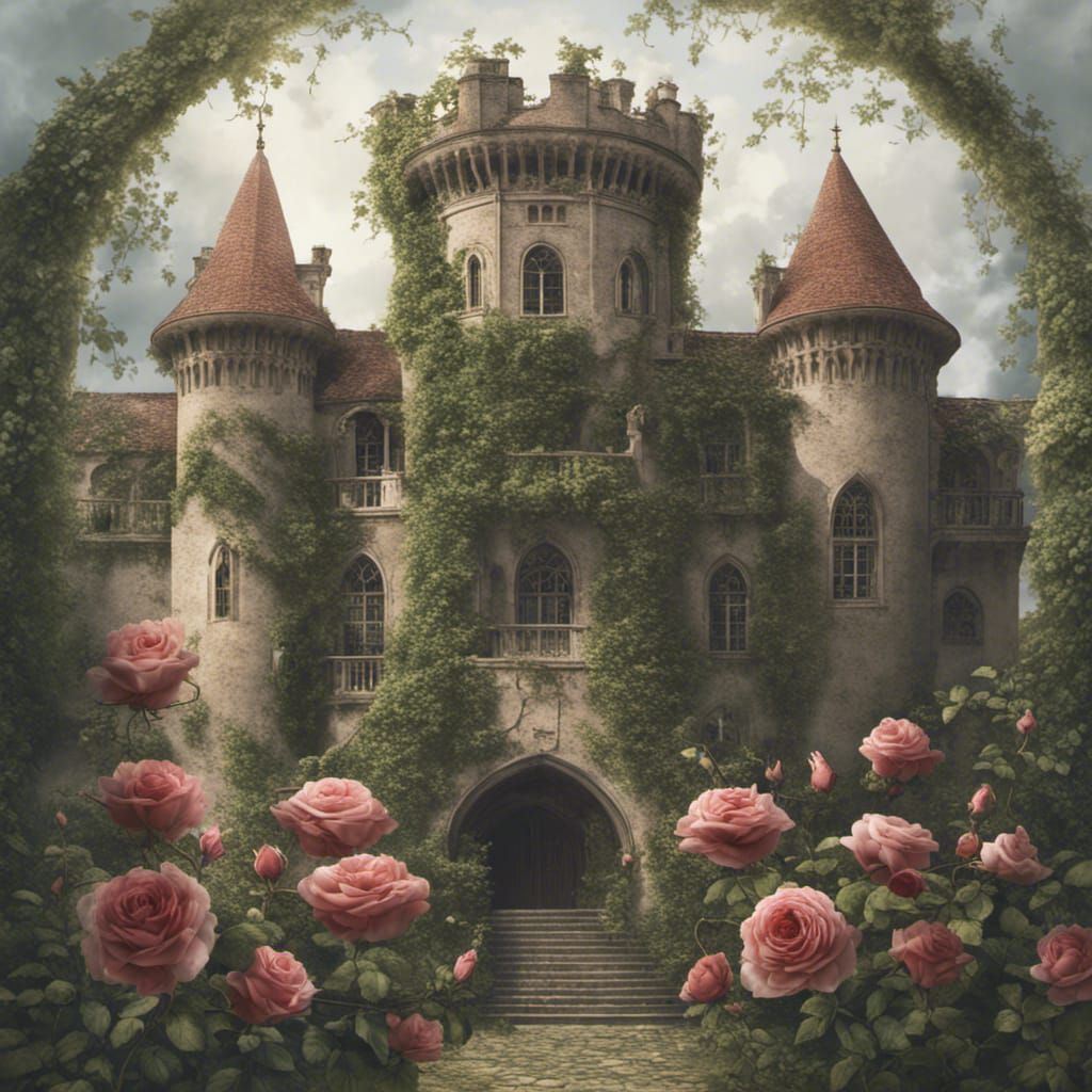 Fairytale Castle Overgrown with Roses and Vines