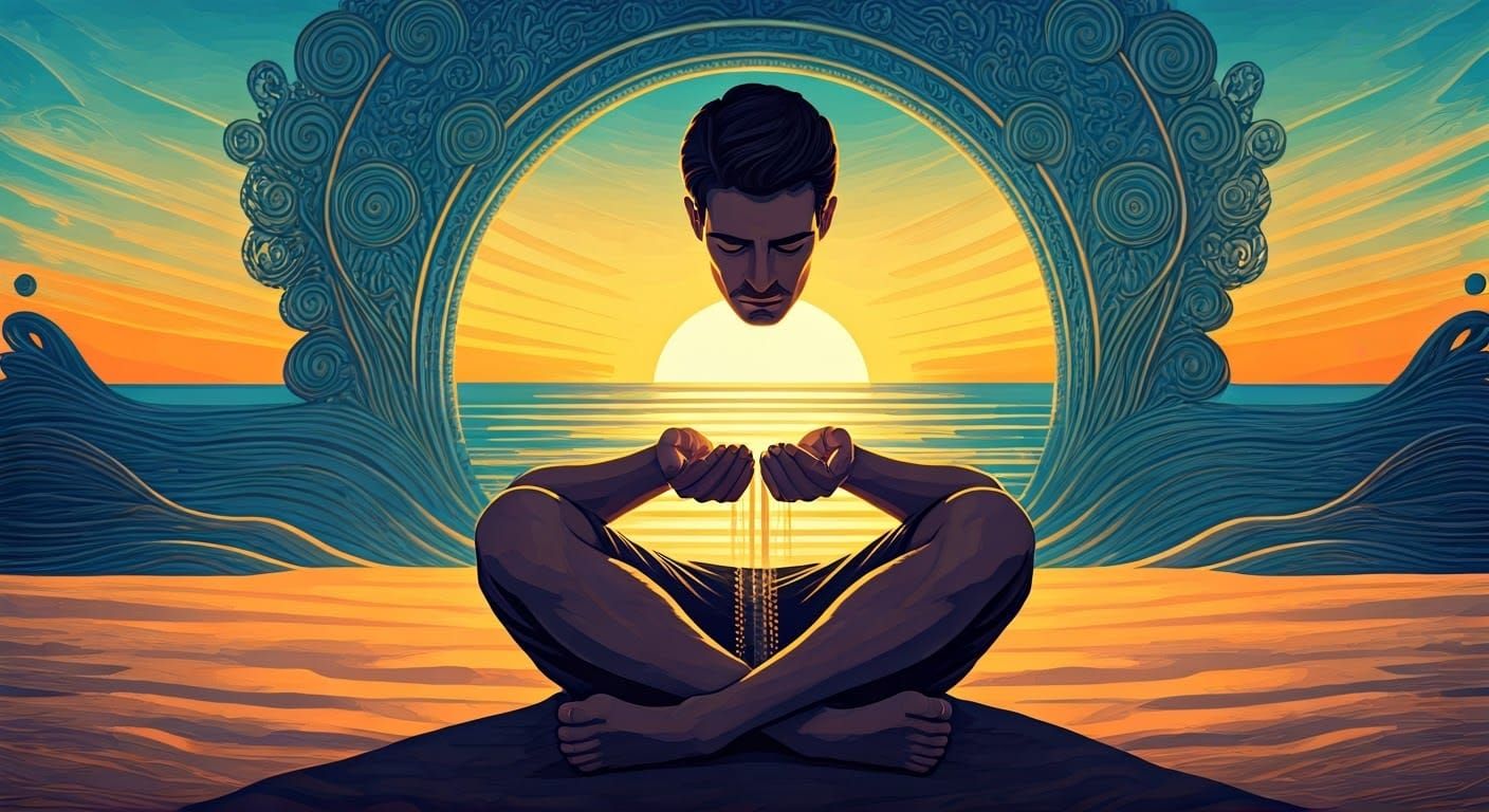 Psychedelic Sand Counter in Delft Blue Art Nouveau