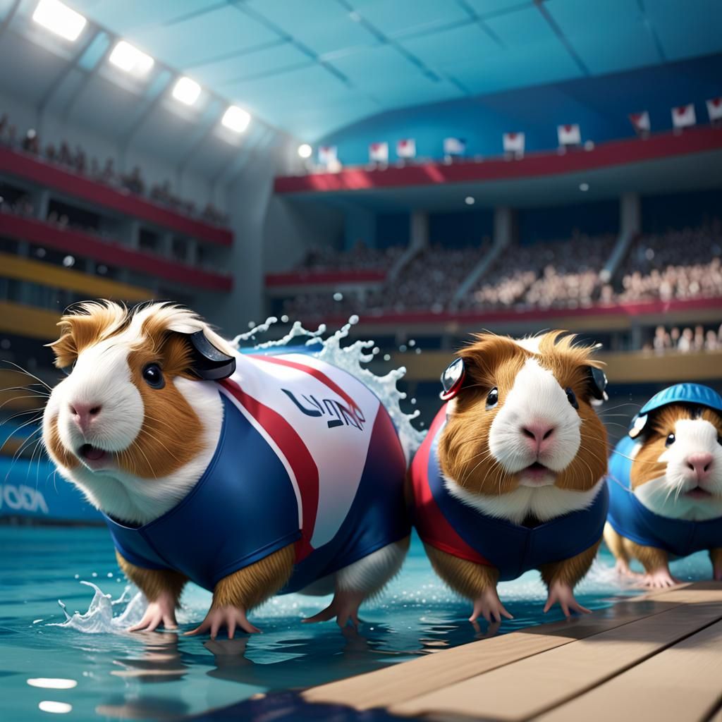 Guinea Pigs Compete as Olympic Swimmers