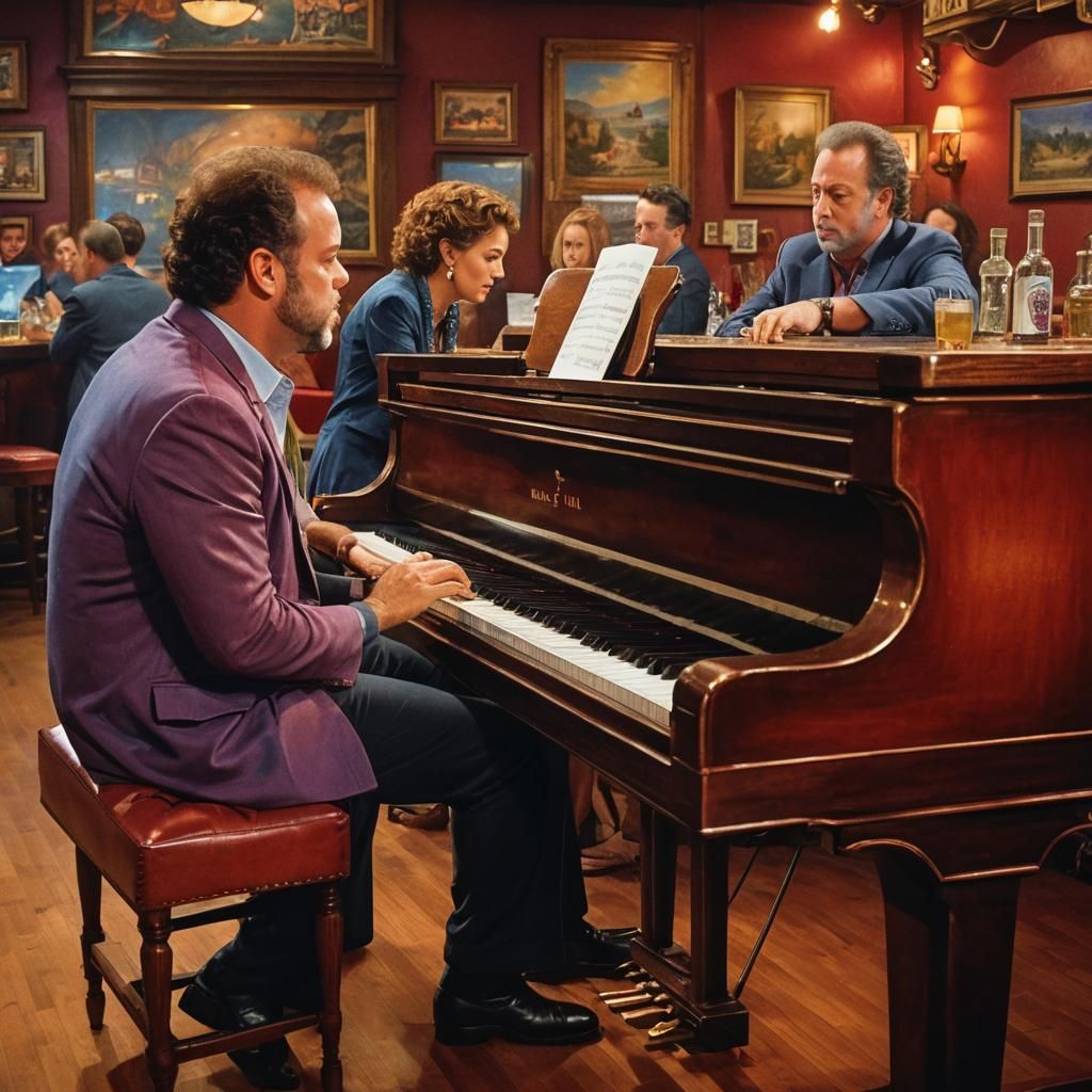 "It's nine o'clock on a Saturday The regular crowd shuffles ...