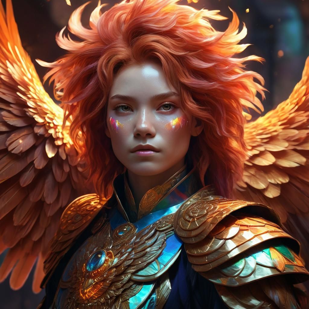 Lion Tamer Holding Phoenix: Surreal Concept Art