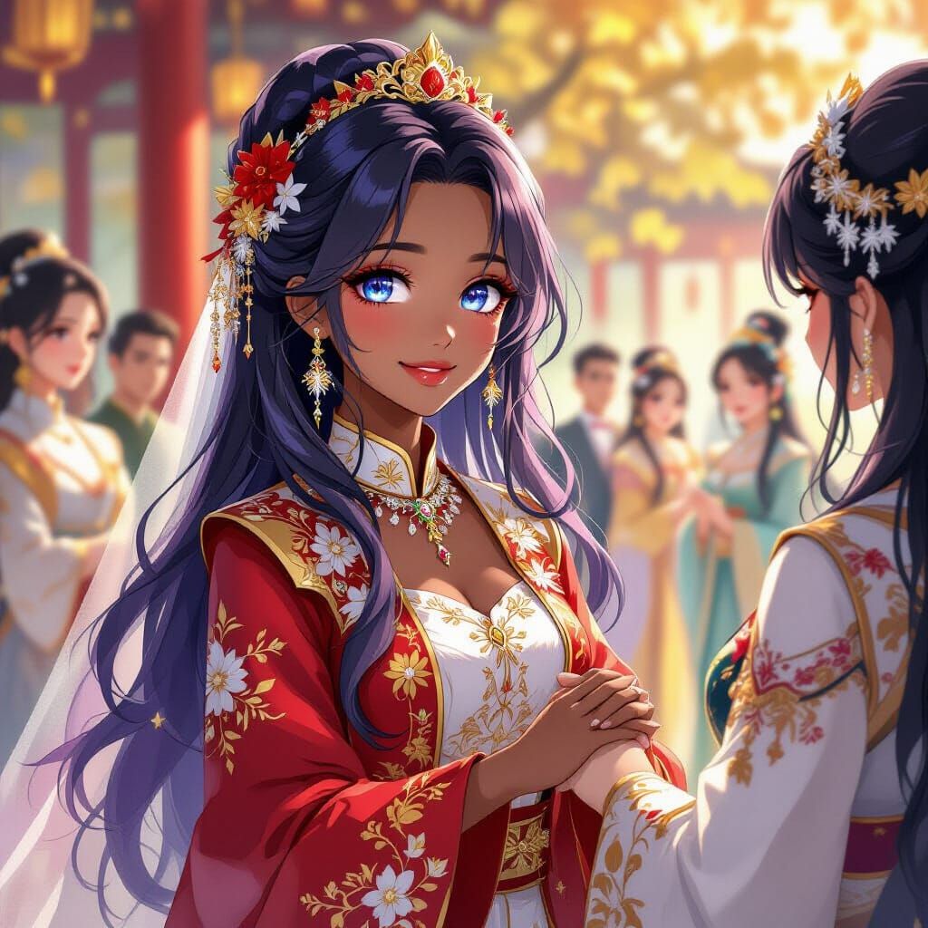 Empress Wedding Attire in Donghua Anime Style