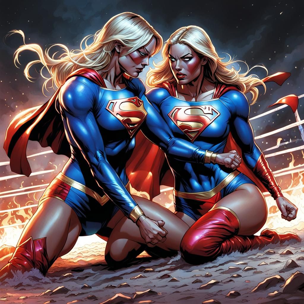 Supergirl vs Evil Supergirl: Comic Book Bikini Wrestling