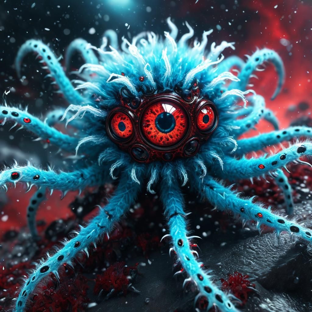 Alarming Alien Hybrid Spider Zombie with Nebula Eyes
