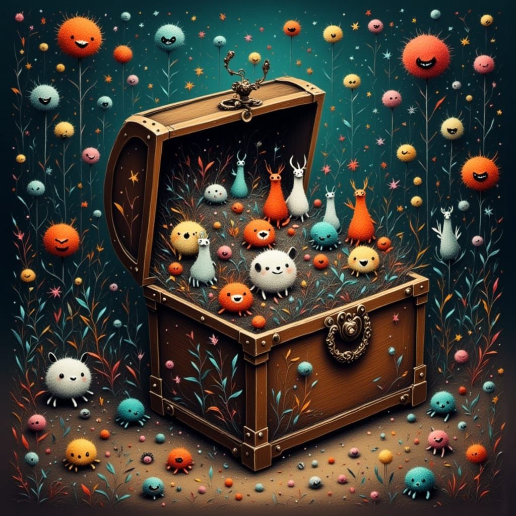 Glittering Treasure Chest of Fantasy Creatures