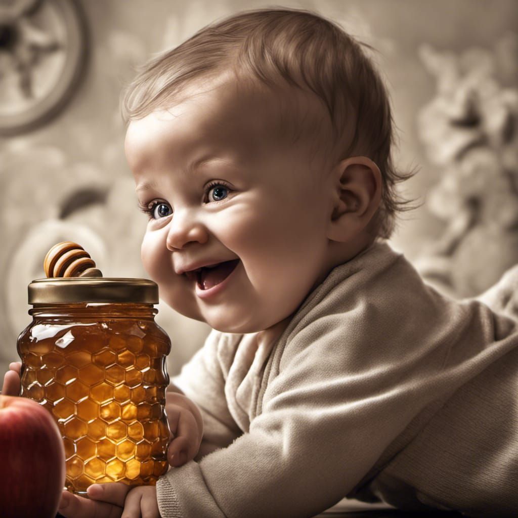 Baby in Apple with Honey: Hyperrealistic 64MP