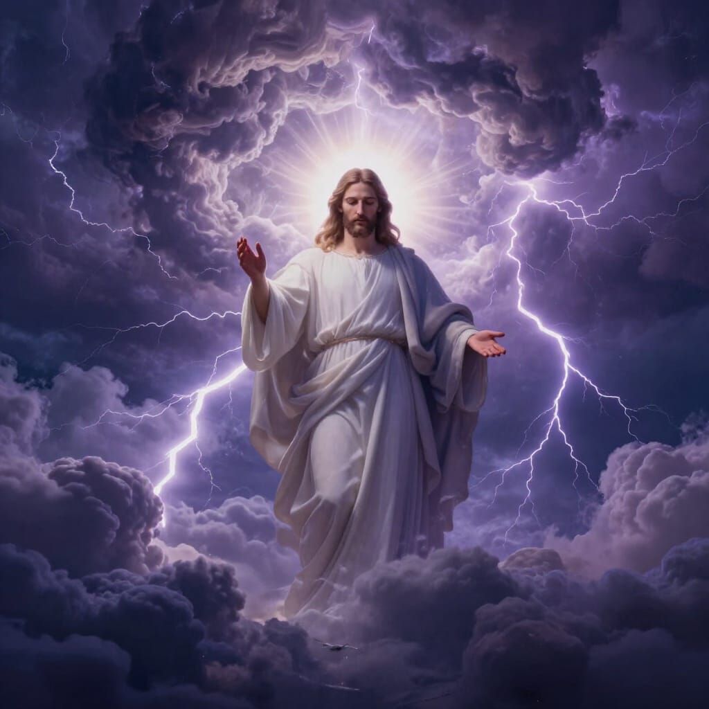Divine Guidance: Jesus and God in a Stormy Sky