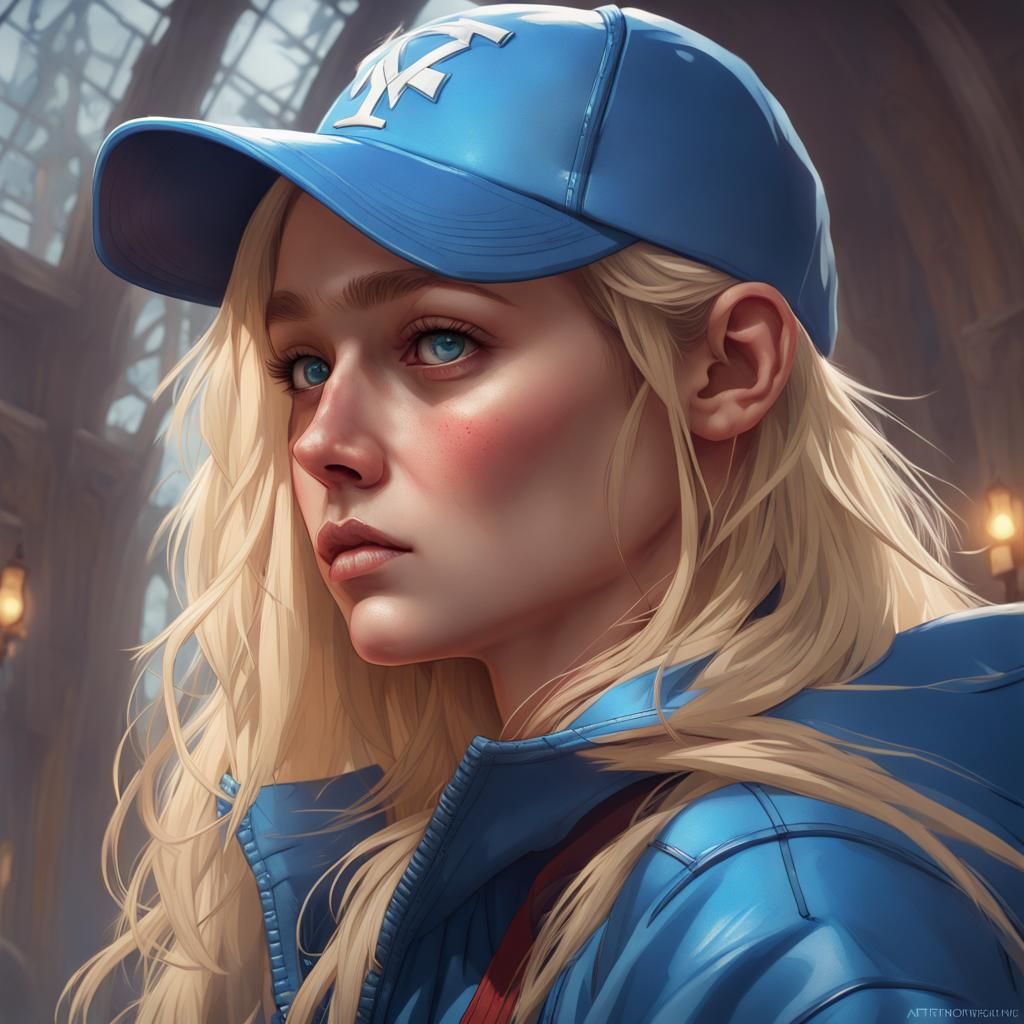 Blonde Teenage Girl with Sword, Detailed Fantasy Portrait