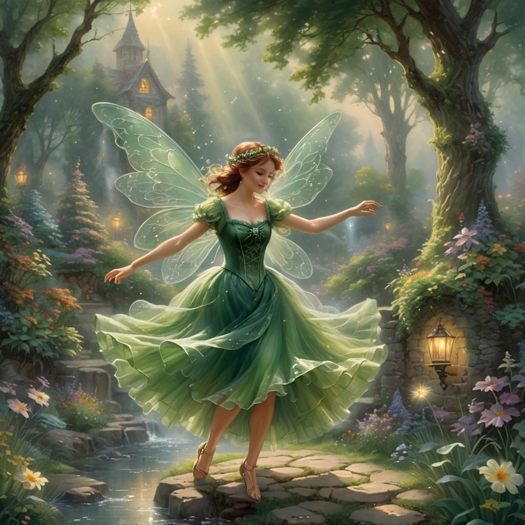 Summer Fairy Dancing in Ethereal Mist