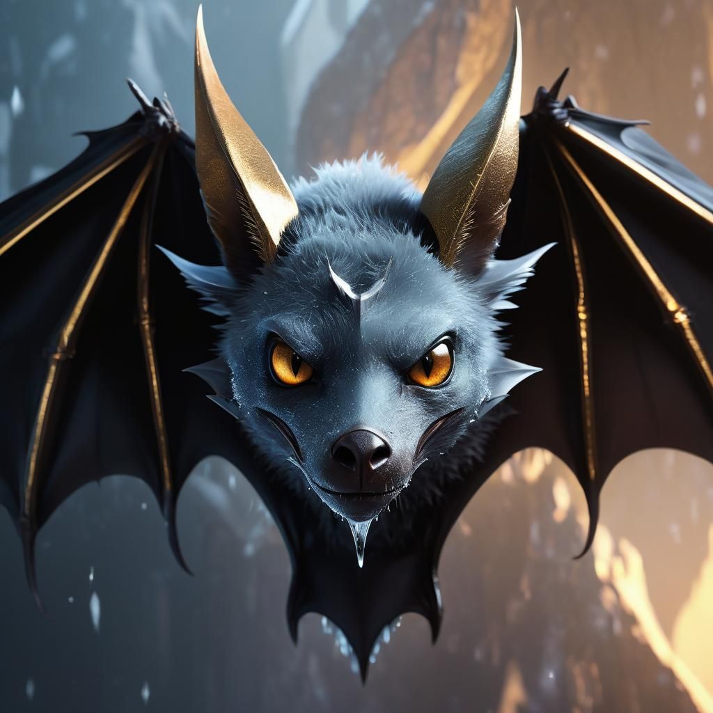 Fierce Bat Portrait on Ice in Alice X. Zhang Style