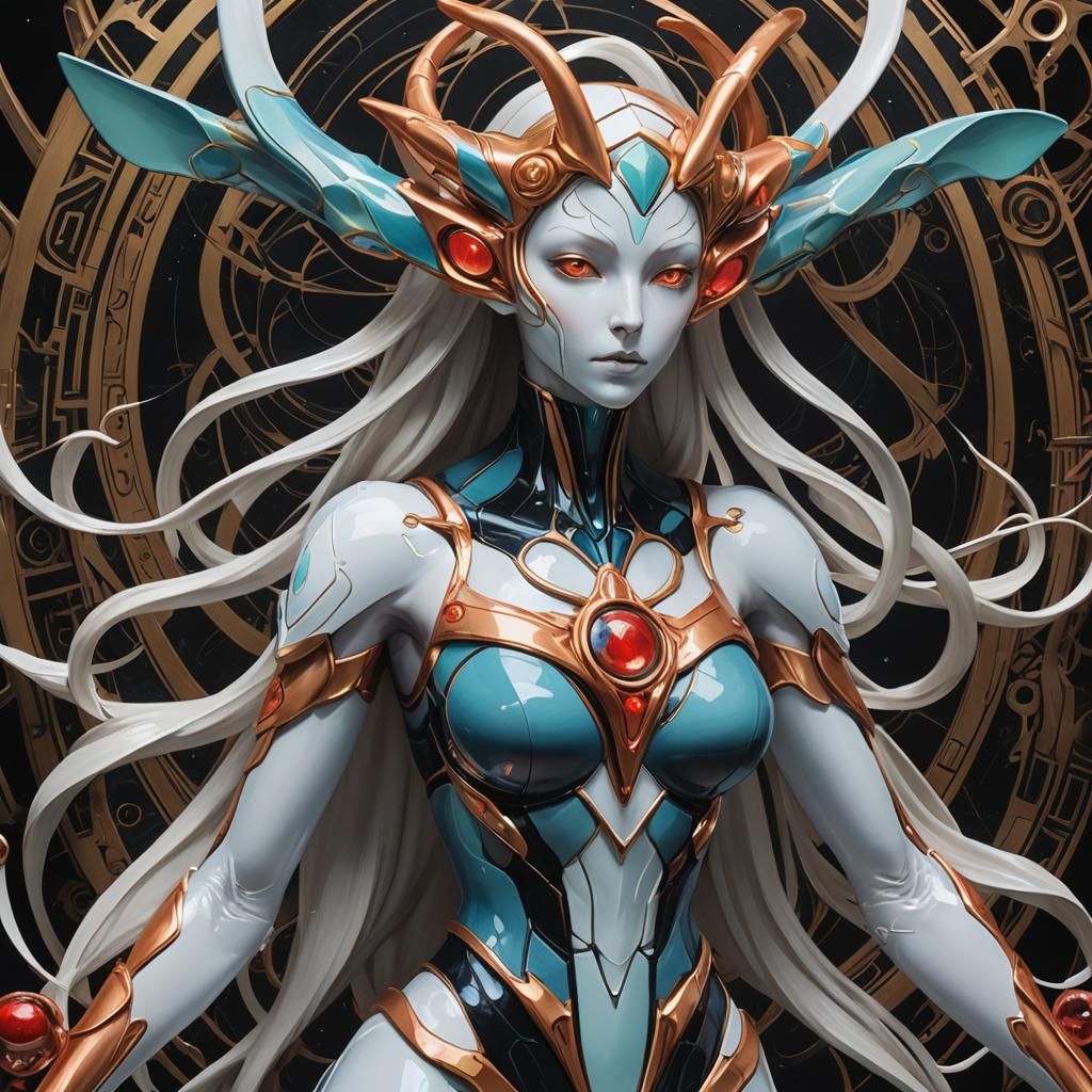 Demonic Angel: Porcelain Seraphim in Art Nouveau Style