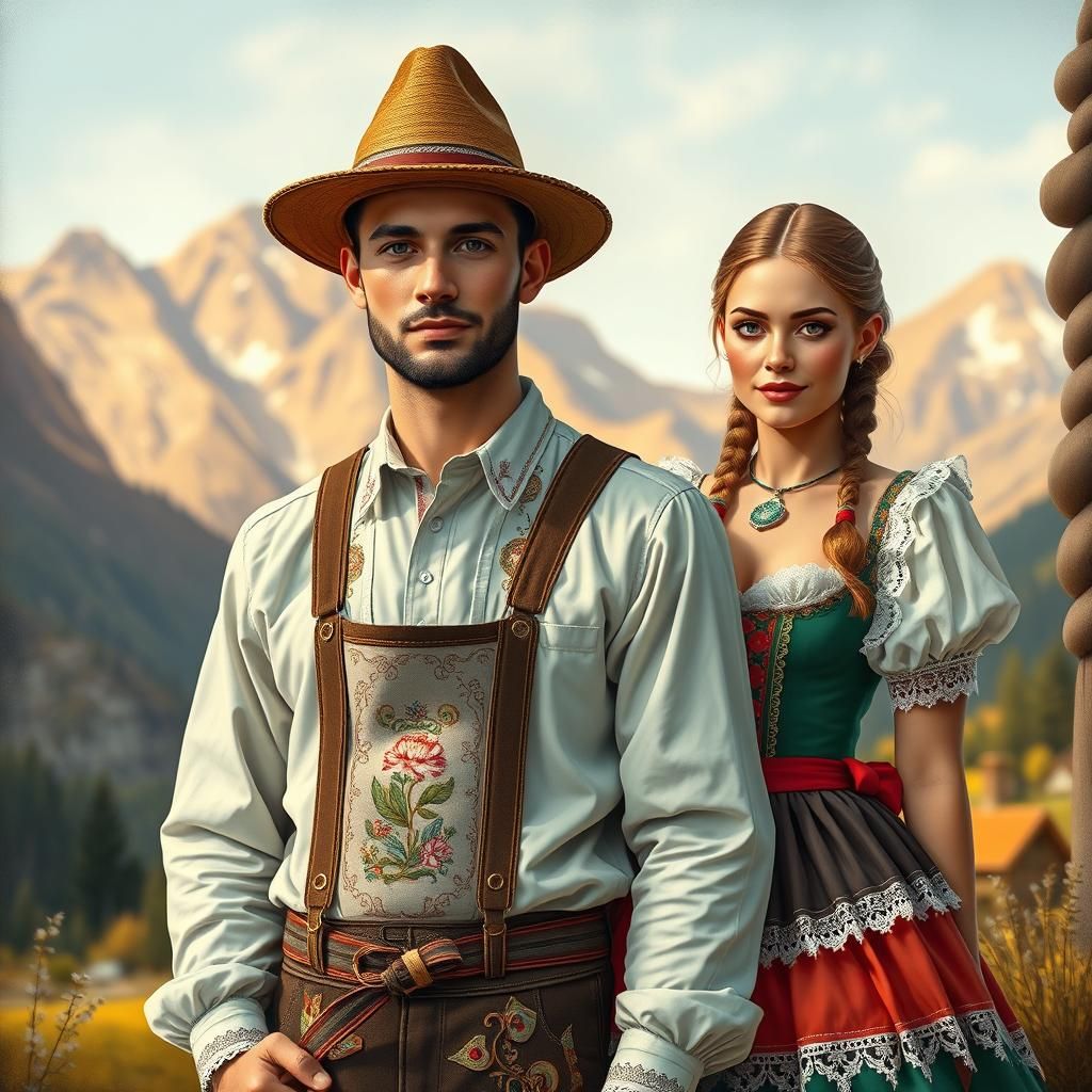 Bavarian Traditional Clothing Digital Painting