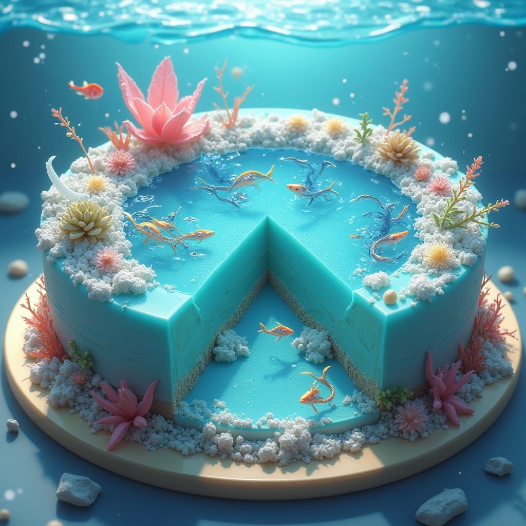 Underwater Cheesecake Habitats in Crystal Clear 3D Anime Art