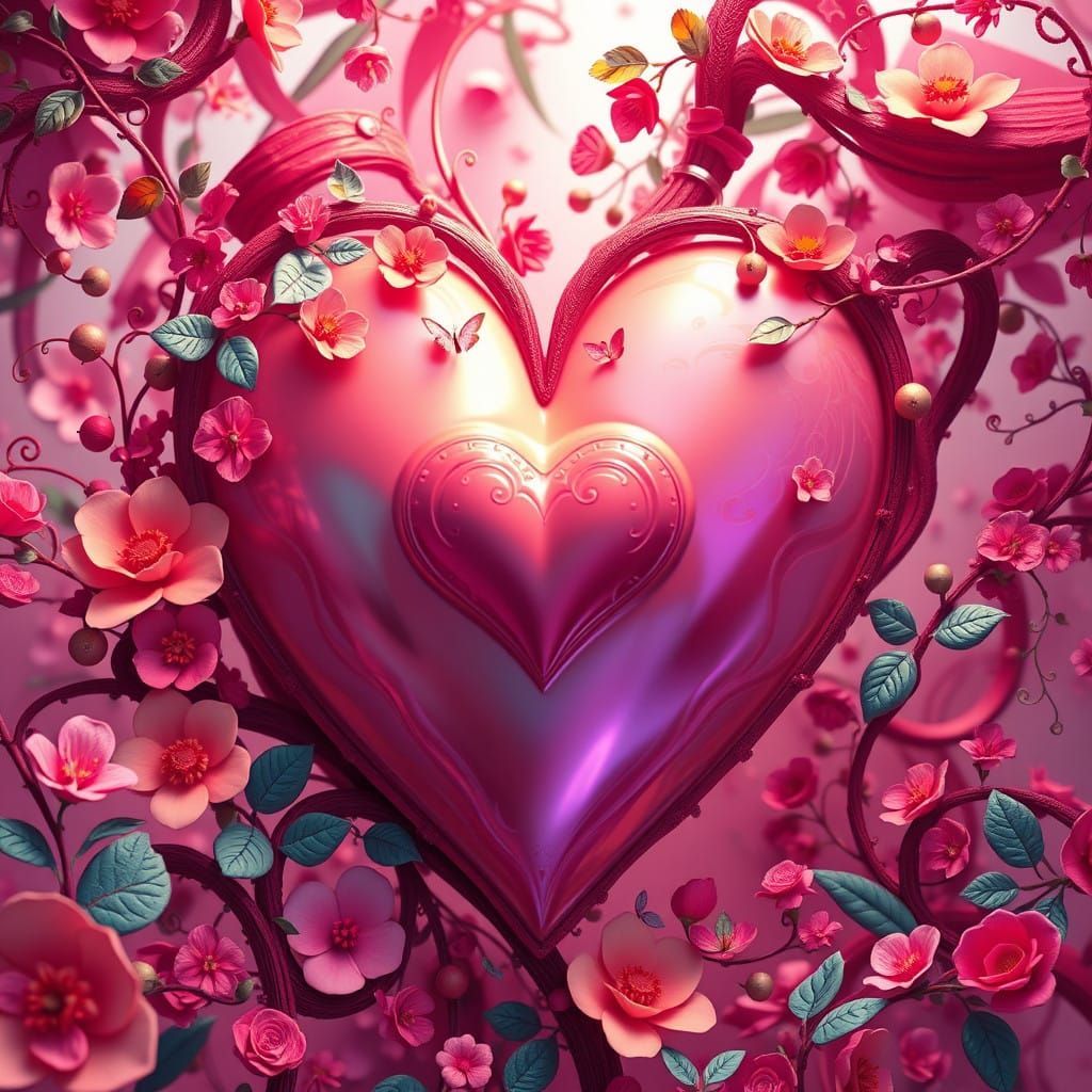 Surreal Heart of Whimsical Love in 3D Fantasy