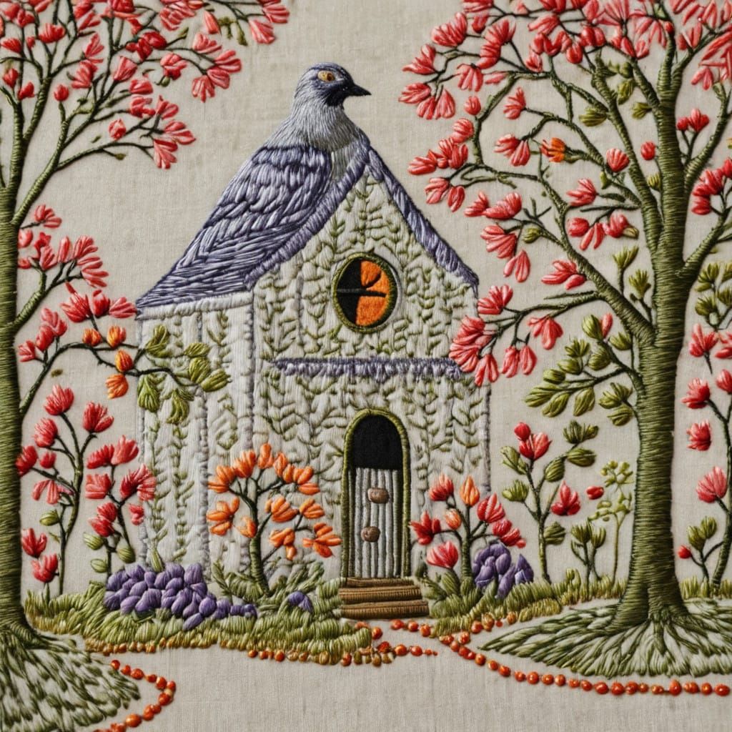 Bird Embroidered in Intricate Detail