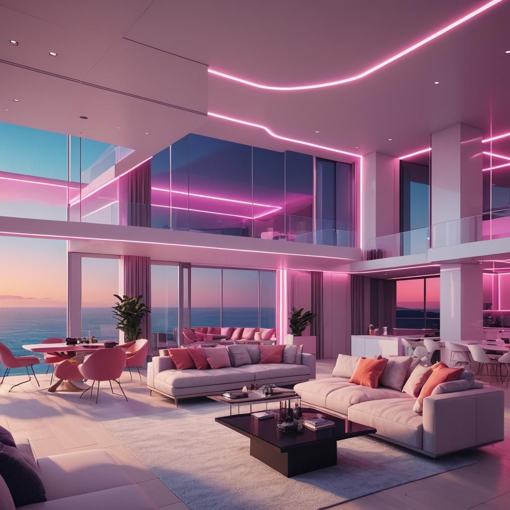Luxury Flat with Sea Views in Synthwave Style