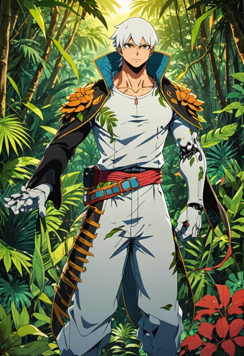 Anime Character in Jungle, Studio Trigger Style