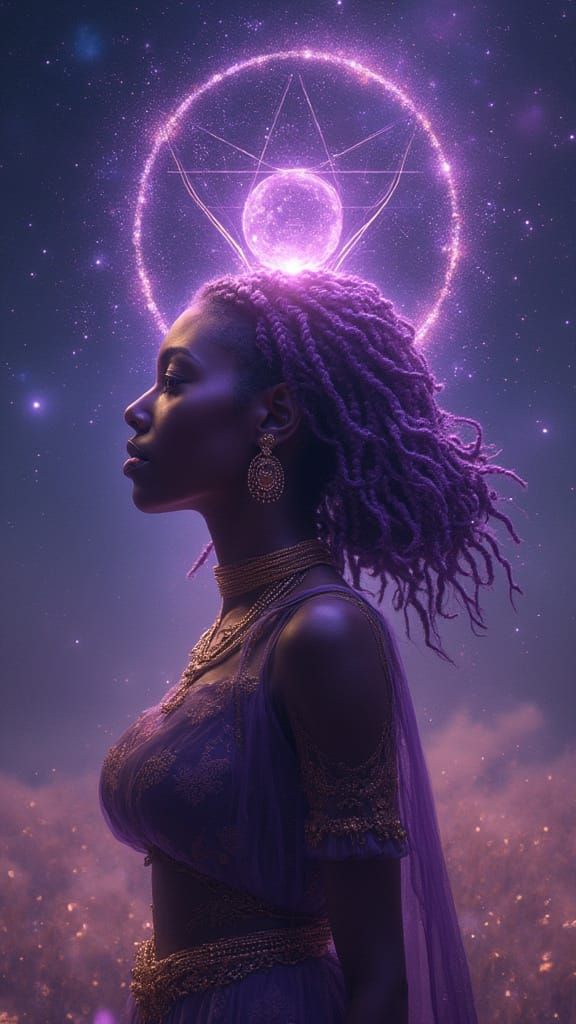Afrofuturist Goddess in Celestial Temple