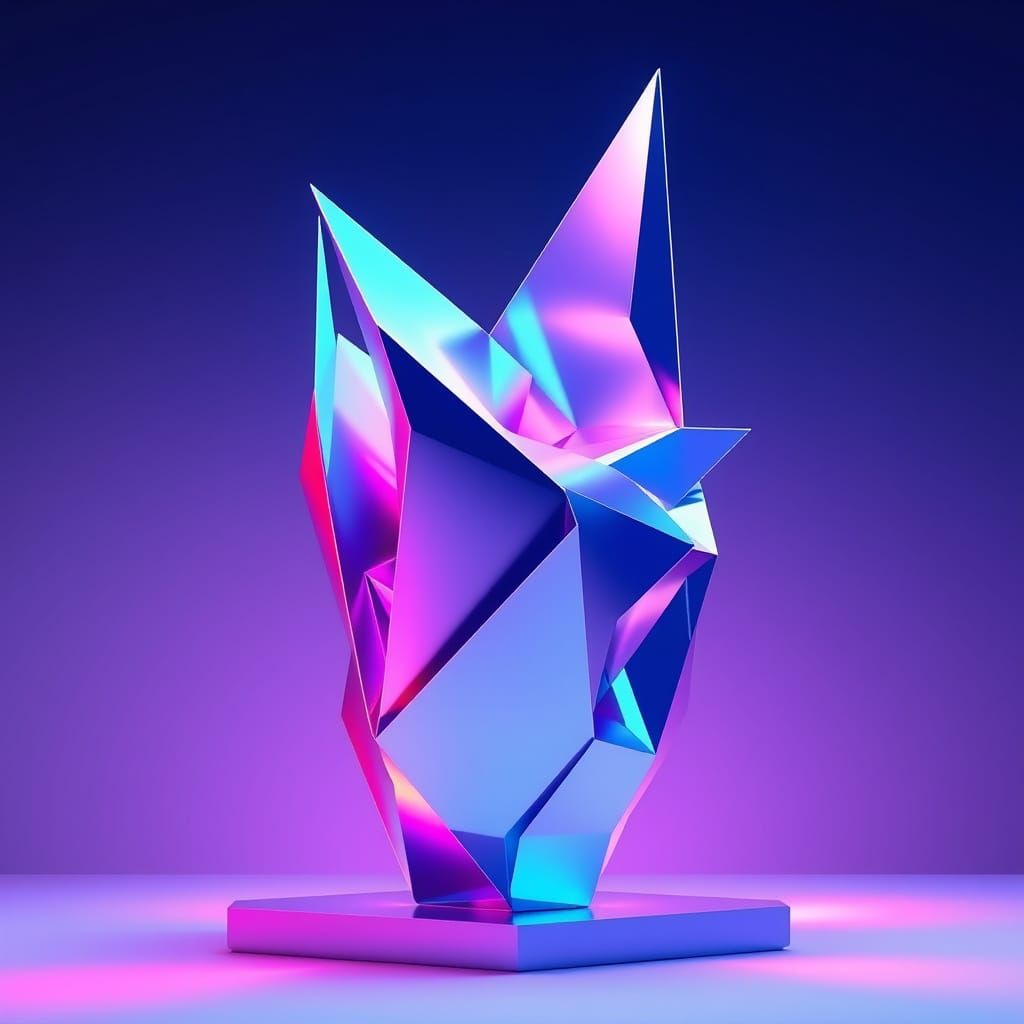 Neon Geometric Abstraction Sculpture in Futuristic Minimalis...
