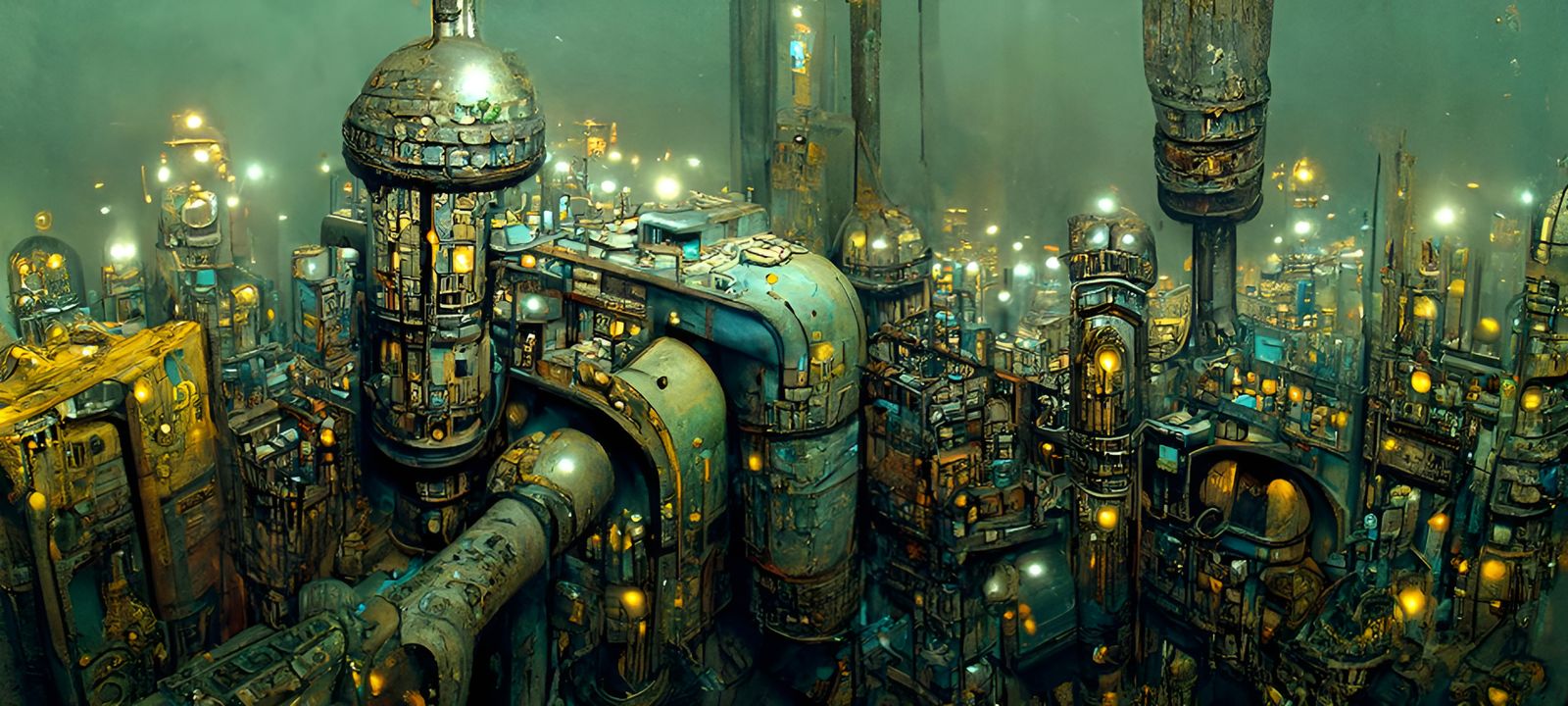 Dystopian Underground City in Sci-Fi Style