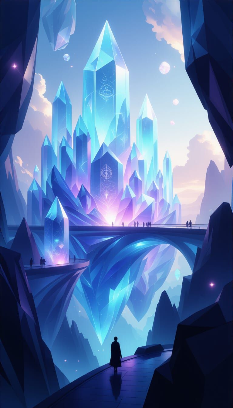 Luminous Crystal Realm with Astral Currents