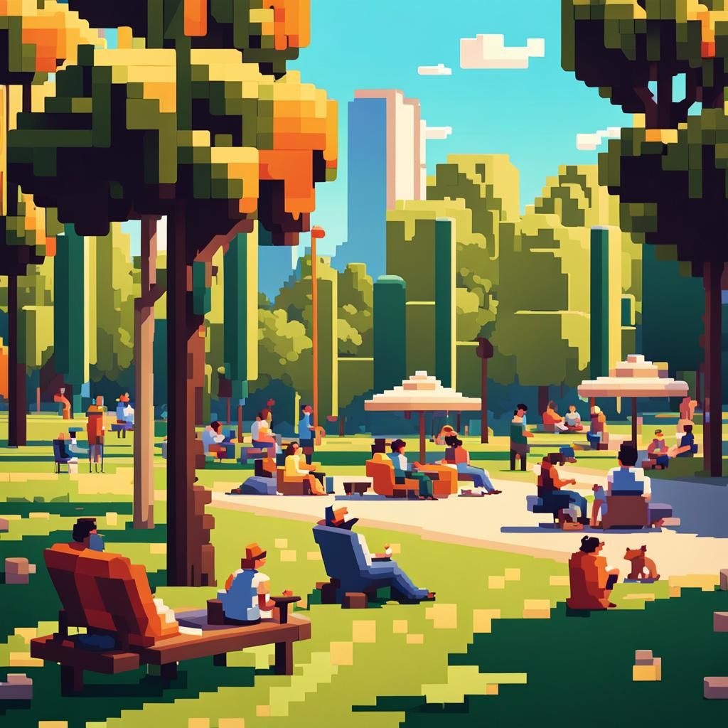 Pixel Art Recreation of a Sunday Afternoon in Park