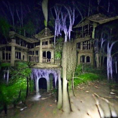 Eerie Mansion in Haunted Forest