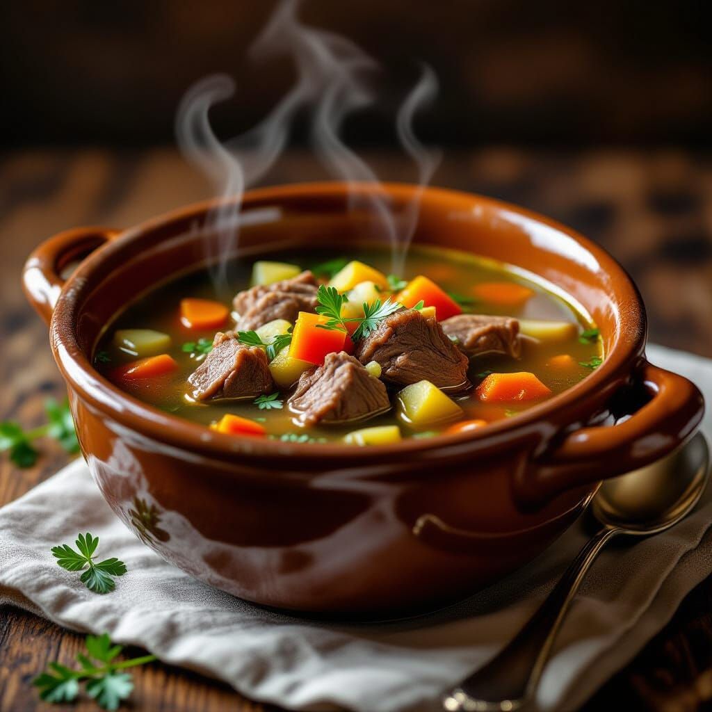 Lamb Soup Still Life with Warm Tones