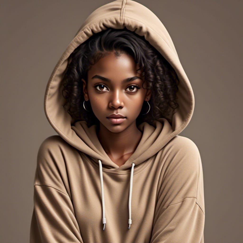 Photorealistic Mockup of a Young Woman in Hoodie