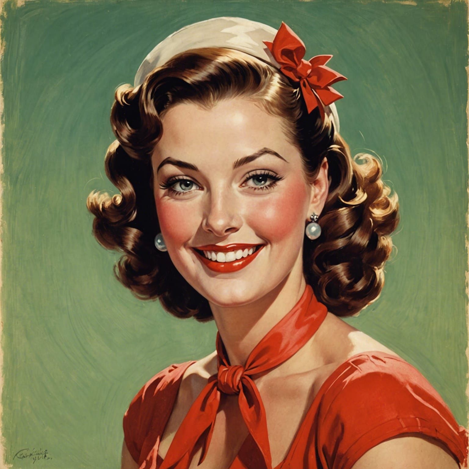 Classic Pin-Up Portrait of a Happy Woman