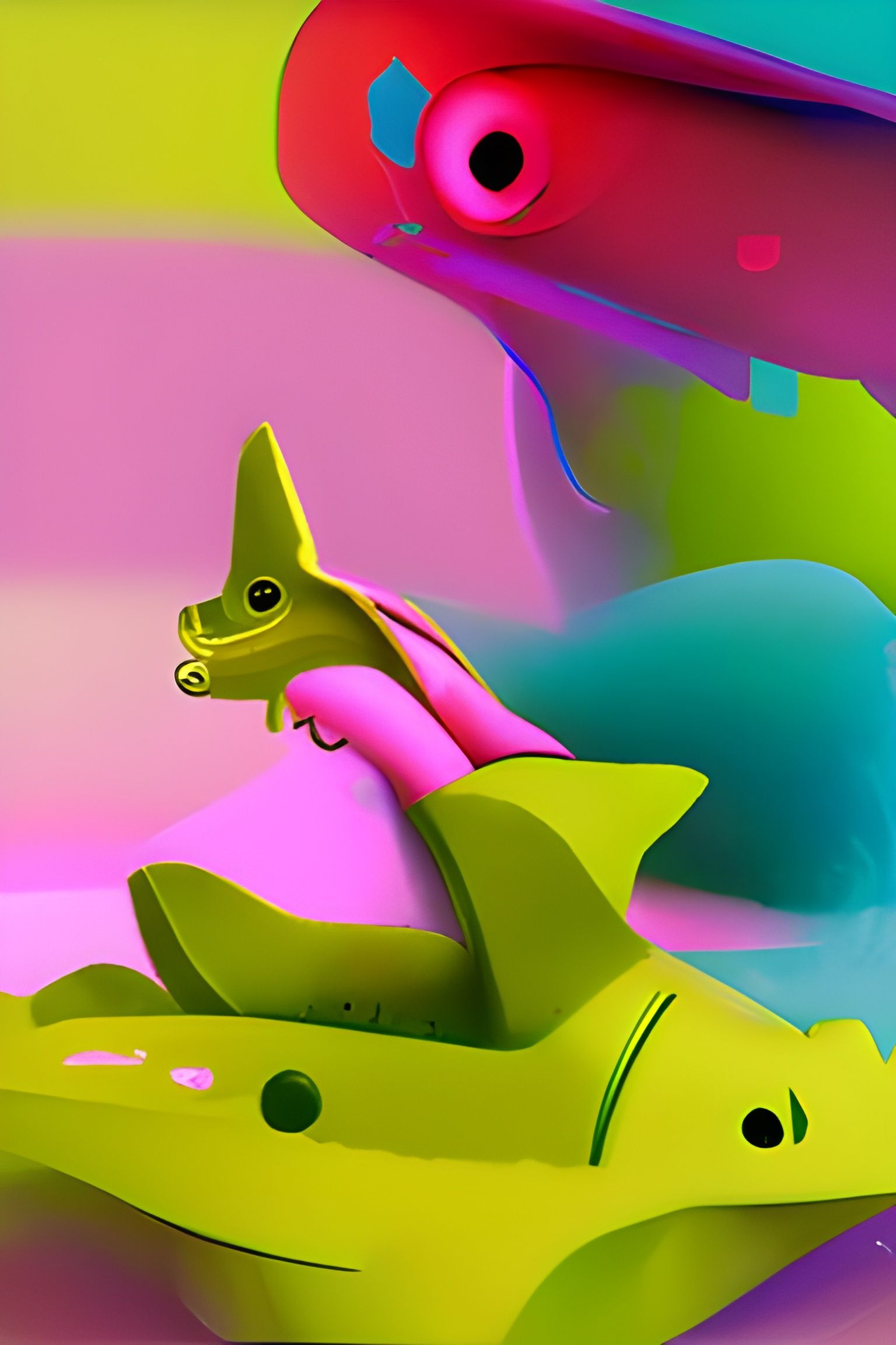 Colorful Animals and Robot Storybook Illustration