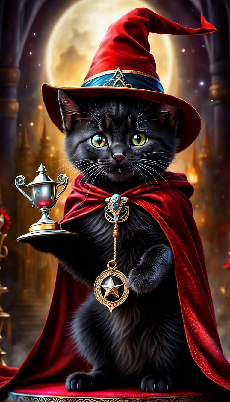 Kitten Wizard Wins Arcane Award: Art Nouveau Style