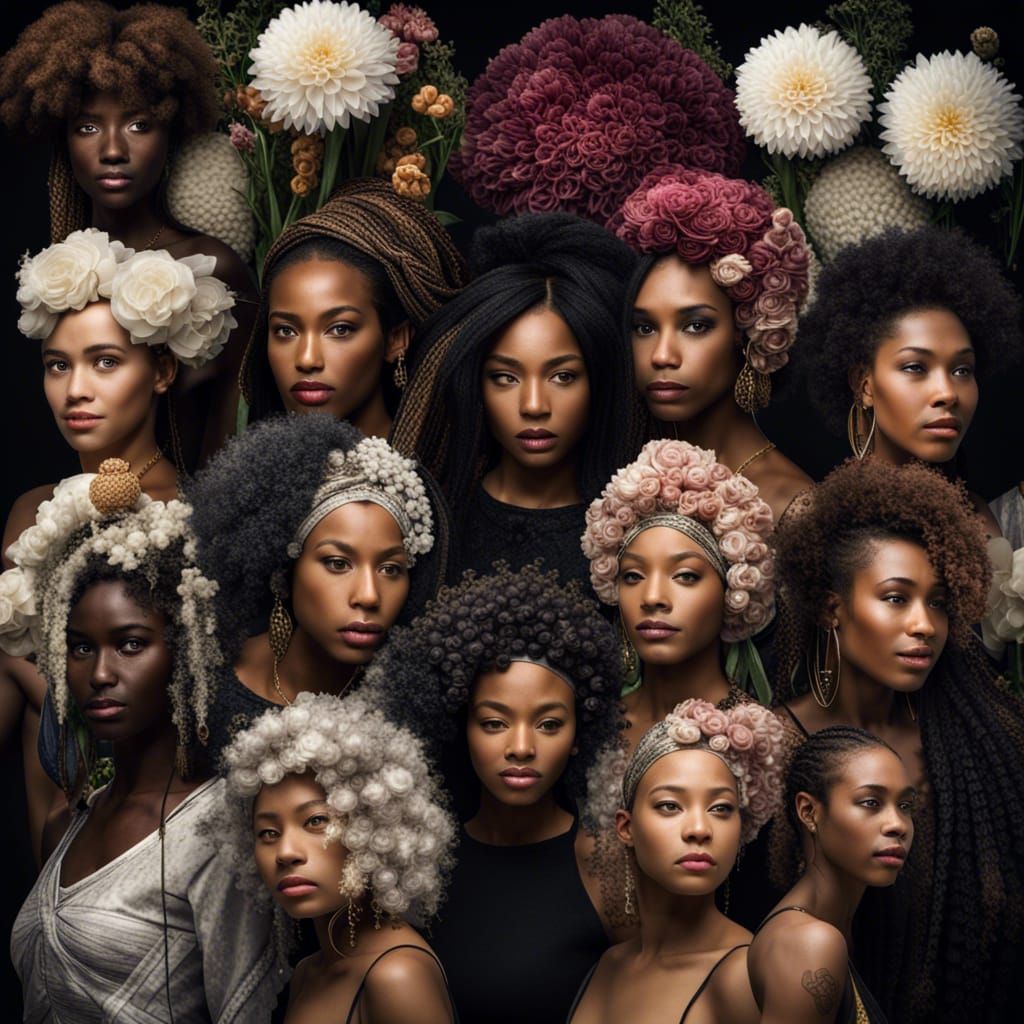 Flowers Resembling Diverse Women: Hyperrealistic Image