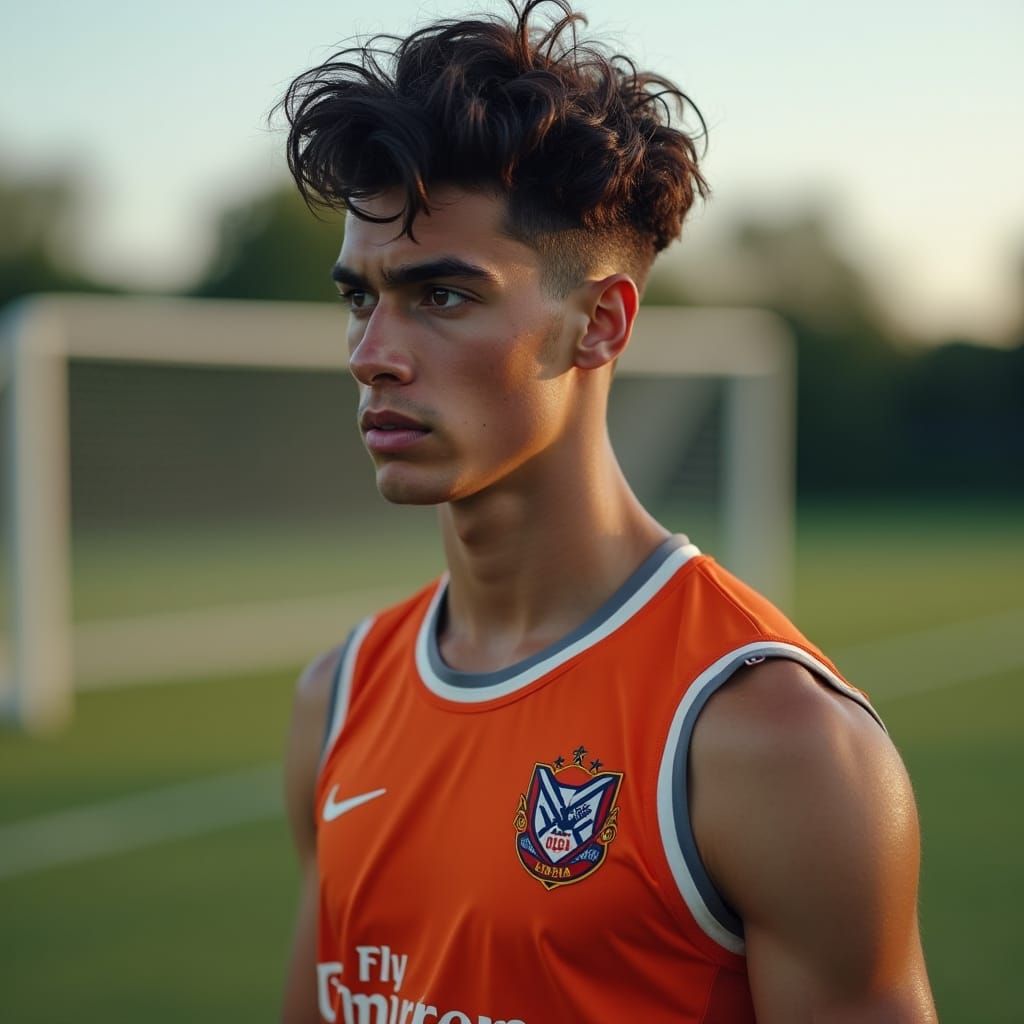 Confident British Footballer in Natural Volumetric Lighting