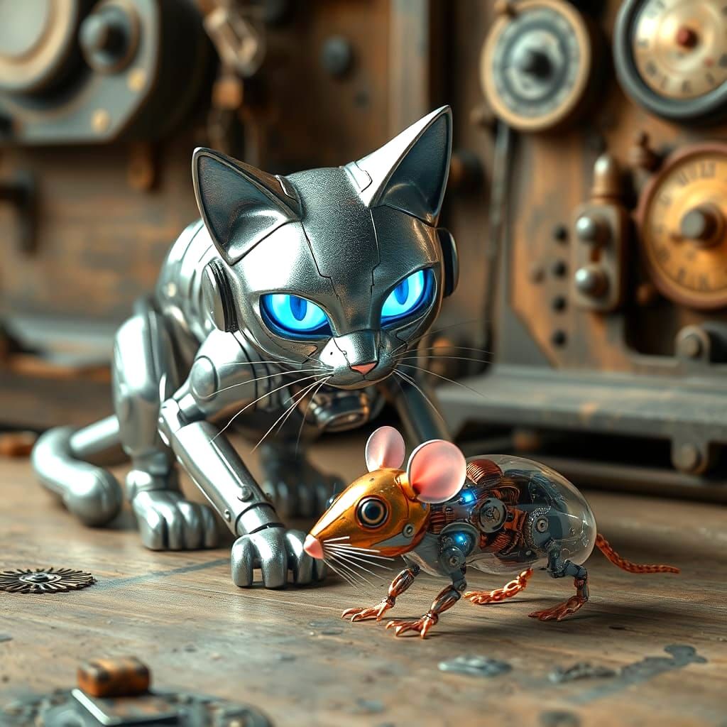 Robot cat meets robot mouse