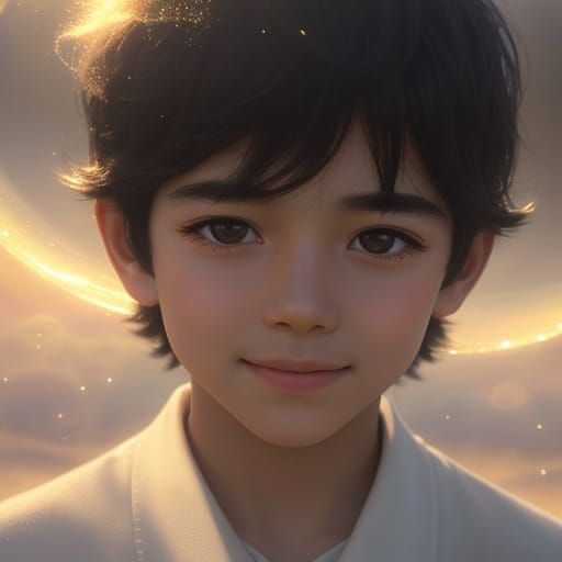 Surreal Child Portrait in Magic Mist, Golden Hour Oil Painti...