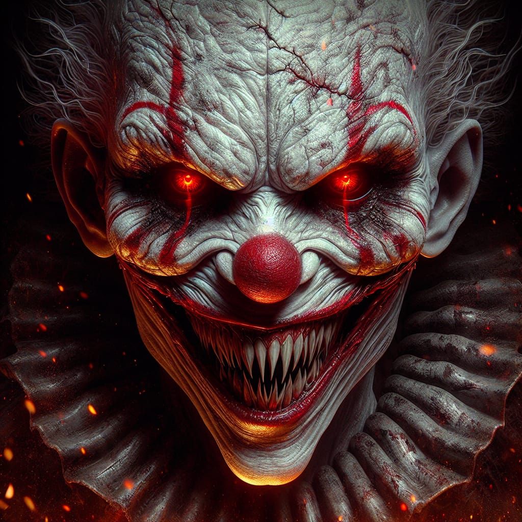 Hauntingly Realistic Demonic Clown in 8K UHD