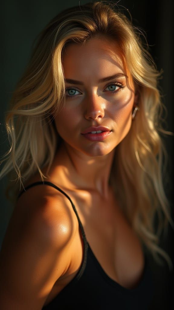 Sultry Blonde Beauty in Hyperrealistic Portrait