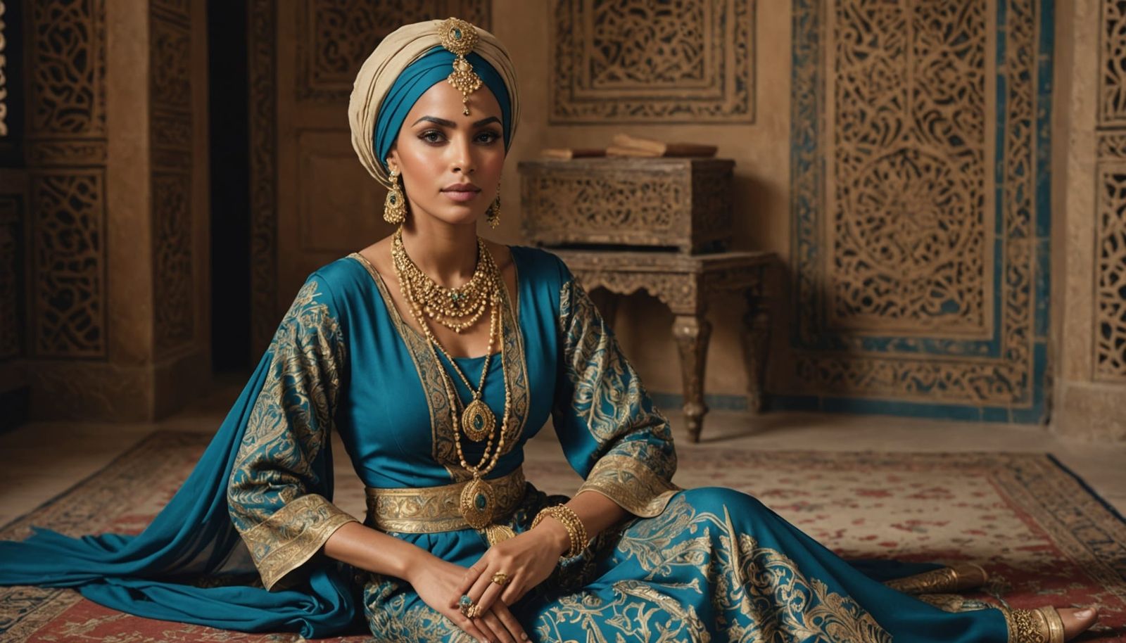 Regal Middle Eastern Beauty in Traditional Attire