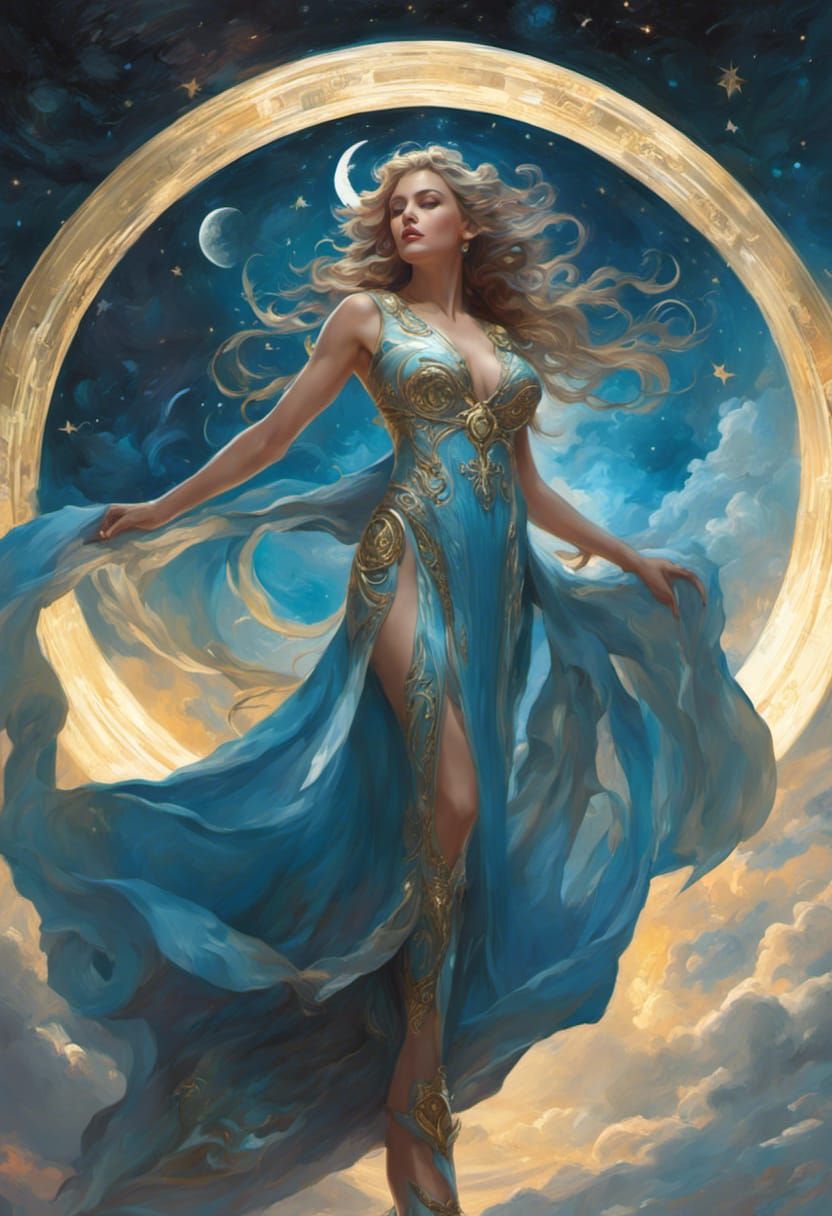Elegant Moon Goddess in Spacecore Style