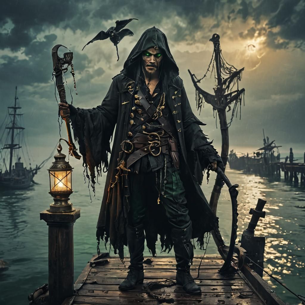 Gothic Pirate Grim Reaper on Shipwreck
