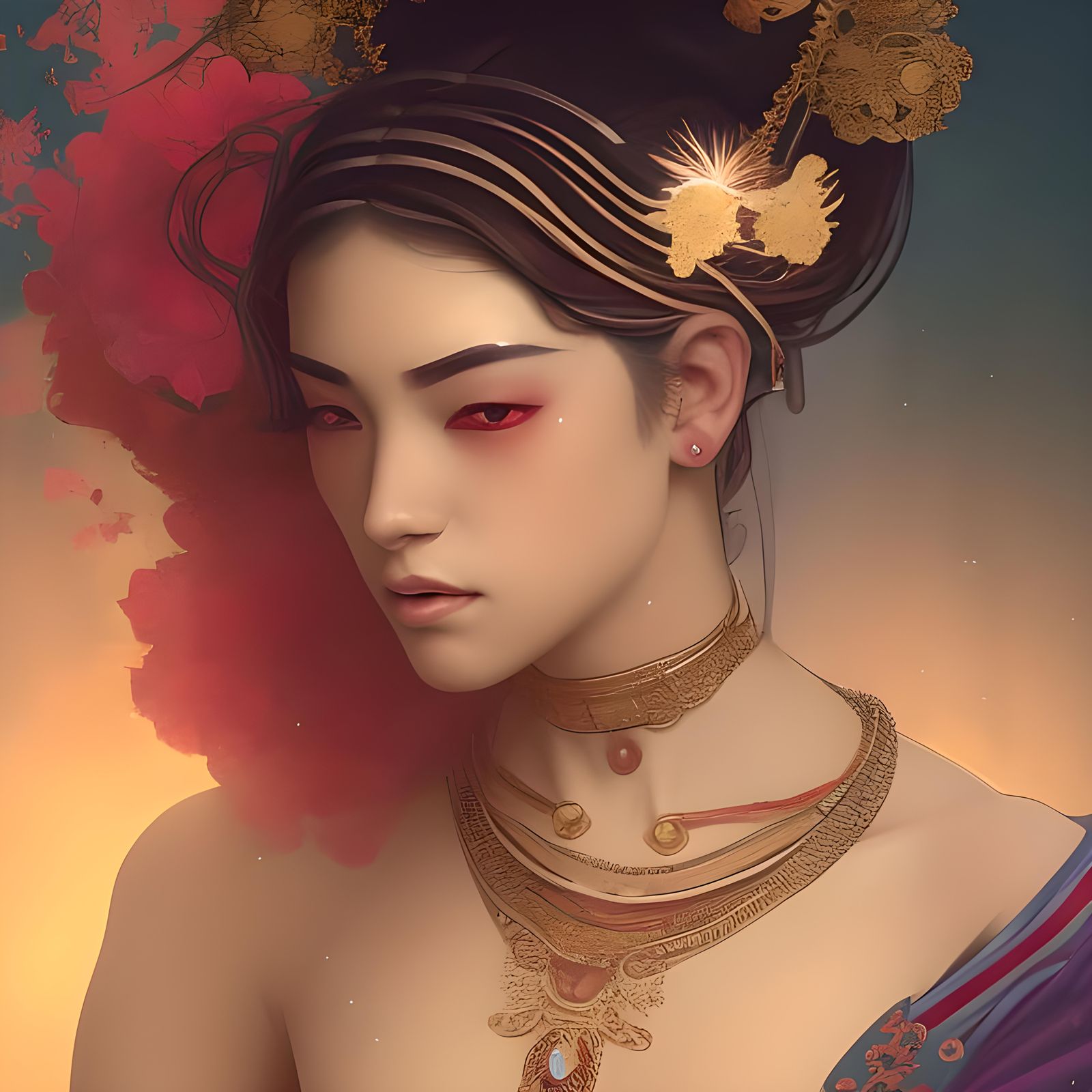 Geisha Portrait with Bohemian Influences