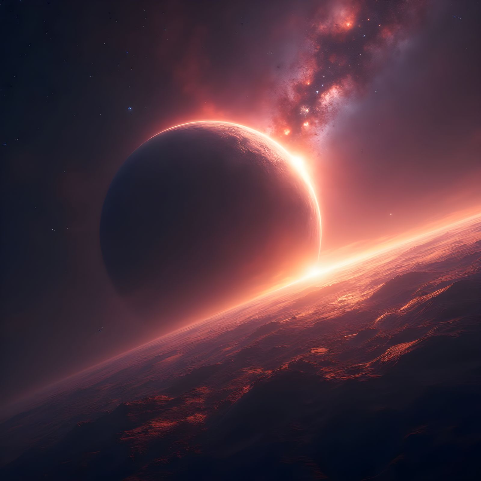 Colossal Planet Engulfs Solar System Cosmic Matte Painting