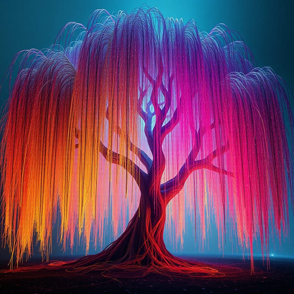 Colorful String Weeping Willow: Digital Matte Painting