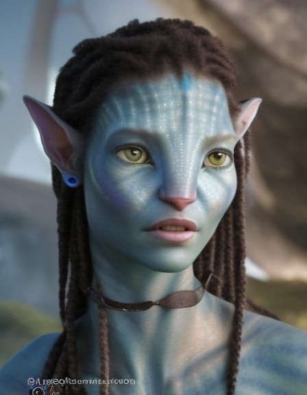 Photorealistic Portrait of a Female Na'vi Avatar Character