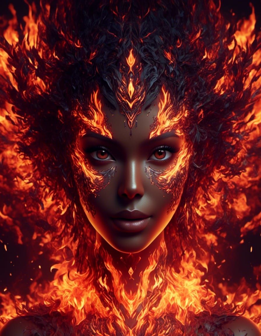 A face in the flames <lora:Trio:1.2> (fire) firey (substance designer)