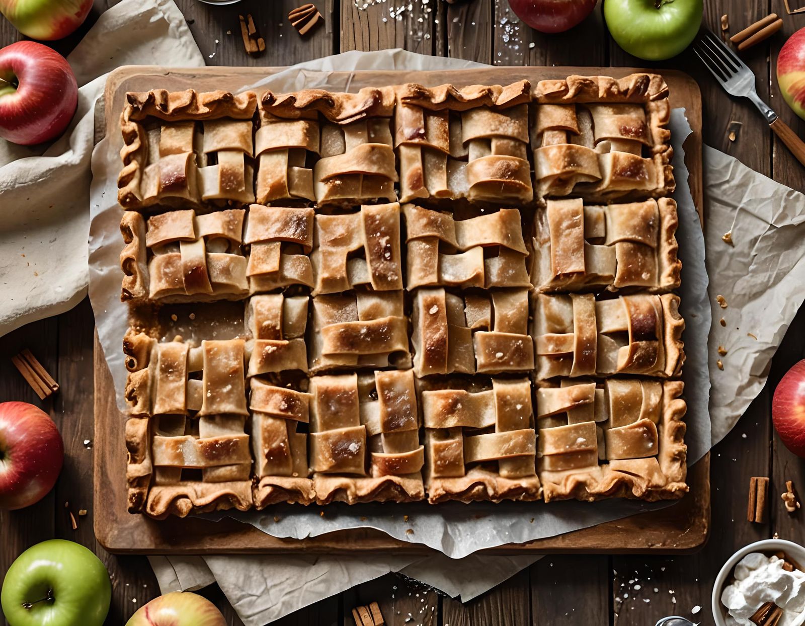 Apple Pie Bars with Lattice Crust, Ultra-Realistic
