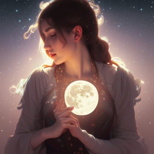 Detailed Moon and Stars, Digital Art