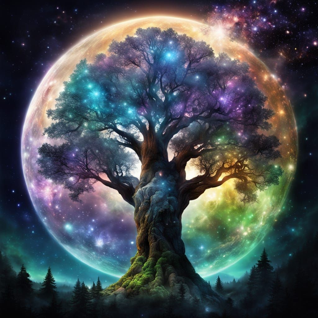Cosmic Tree of Wonders in Vibrant Expressionism